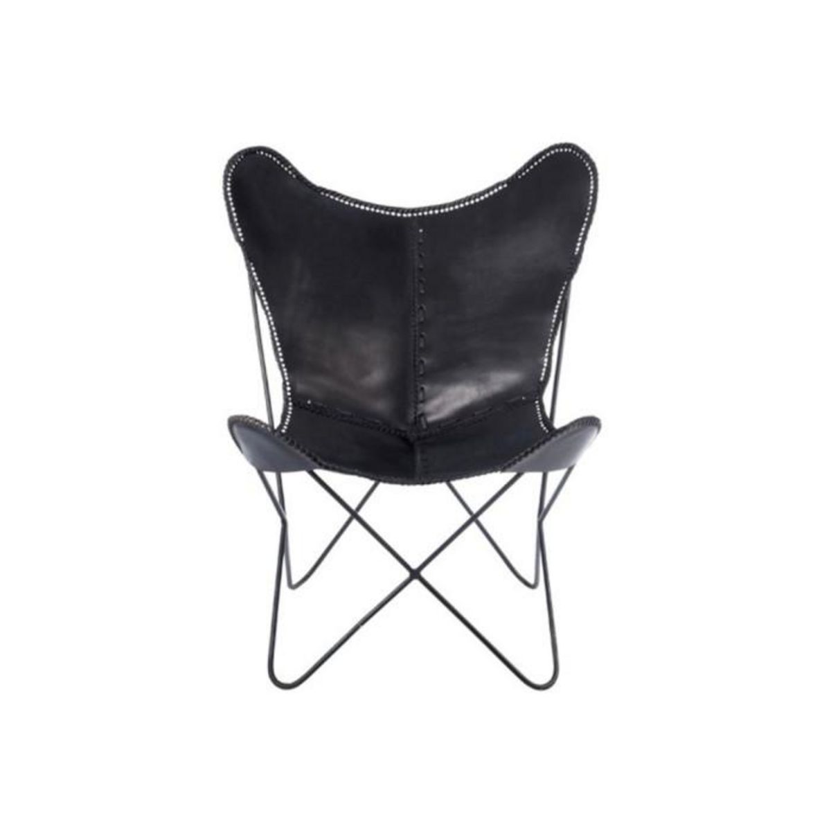 Paris Prix Fauteuil Design en Cuir  Papillon  92cm Noir