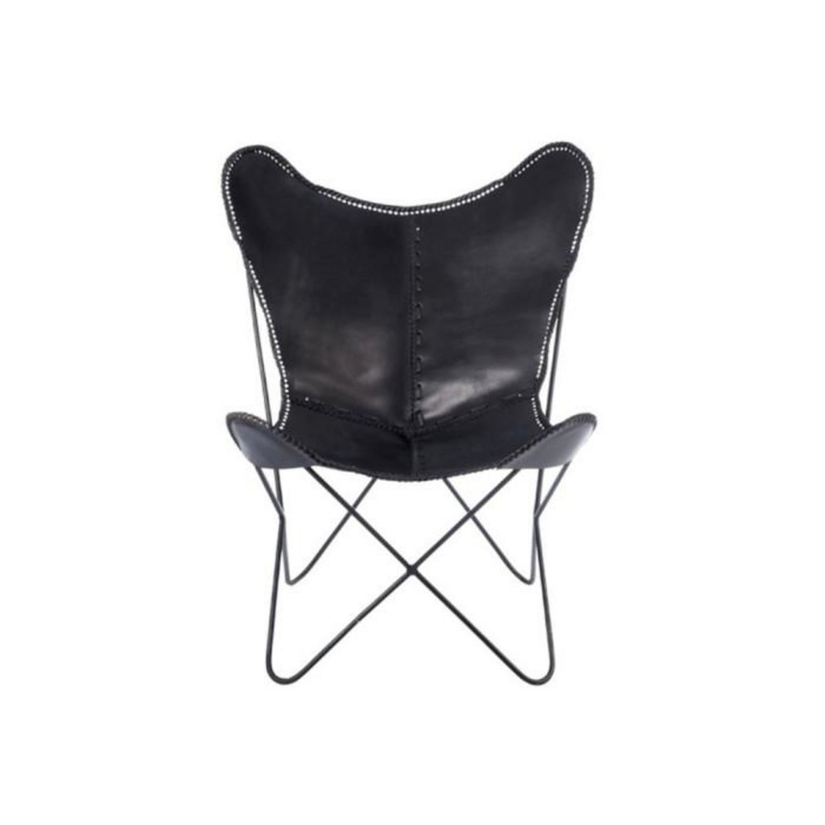 Paris Prix Fauteuil Design en Cuir  Papillon  92cm Noir