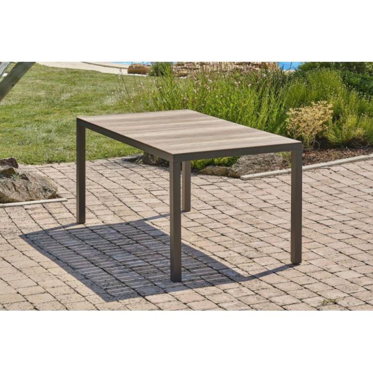 Paris Prix Table de Jardin Imitation Bois  Boston  150cm Gris Anthracite