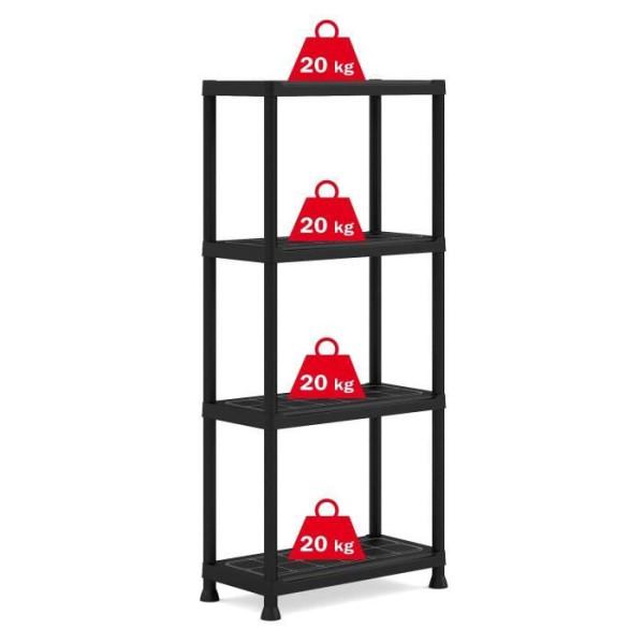 Voir la diapositive 4 : KIS Etagere modulable KETER - Noir - 60 x 30 x 135 cm - 4 tablettes résistantes a l'humidité