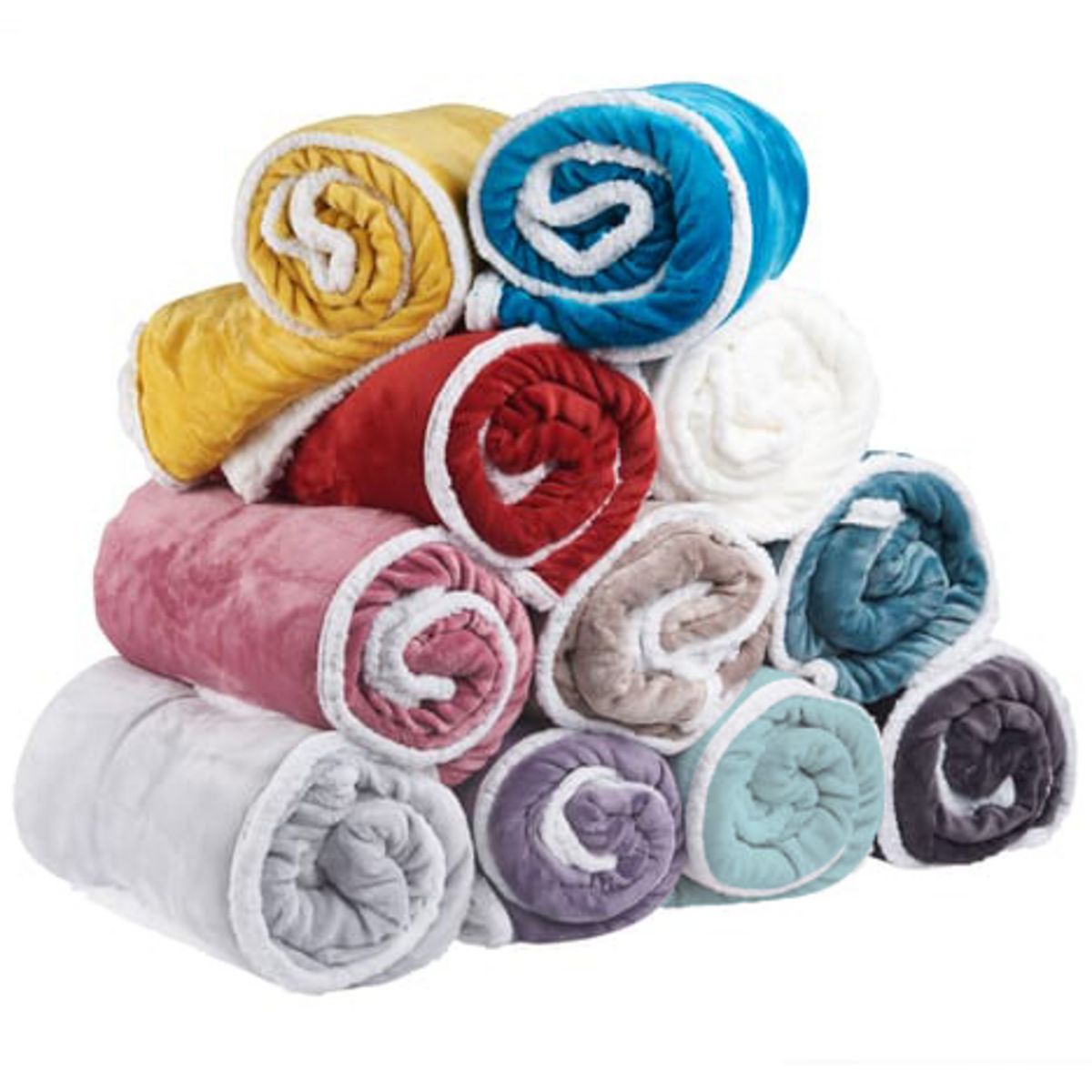 ACTUEL Plaid, couvre-lit, jeté de canapé bi-matière 