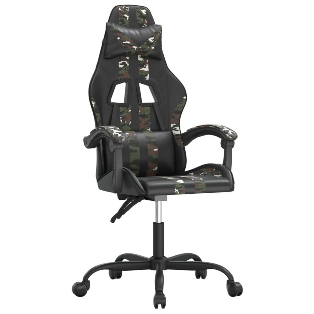 VIDAXL Chaise de jeu pivotante Noir et camouflage Similicuir