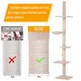 Voir la diapositive 6 : PAWHUT Arbre à chat poteau à griffer L40 x l 34 x H 230-260 cm 5 niveaux d'activités beige