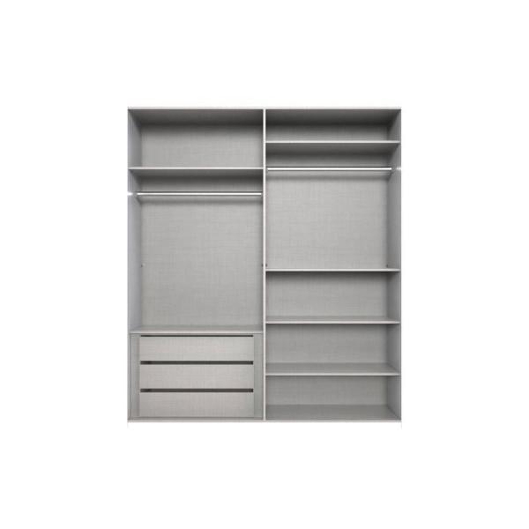 Voir la diapositive 3 : N/A Armoire de chambre - LONDON - Couleur Graphite - 4 portes battantes - 3 tiroirs - 180 x 58 x 208 cm