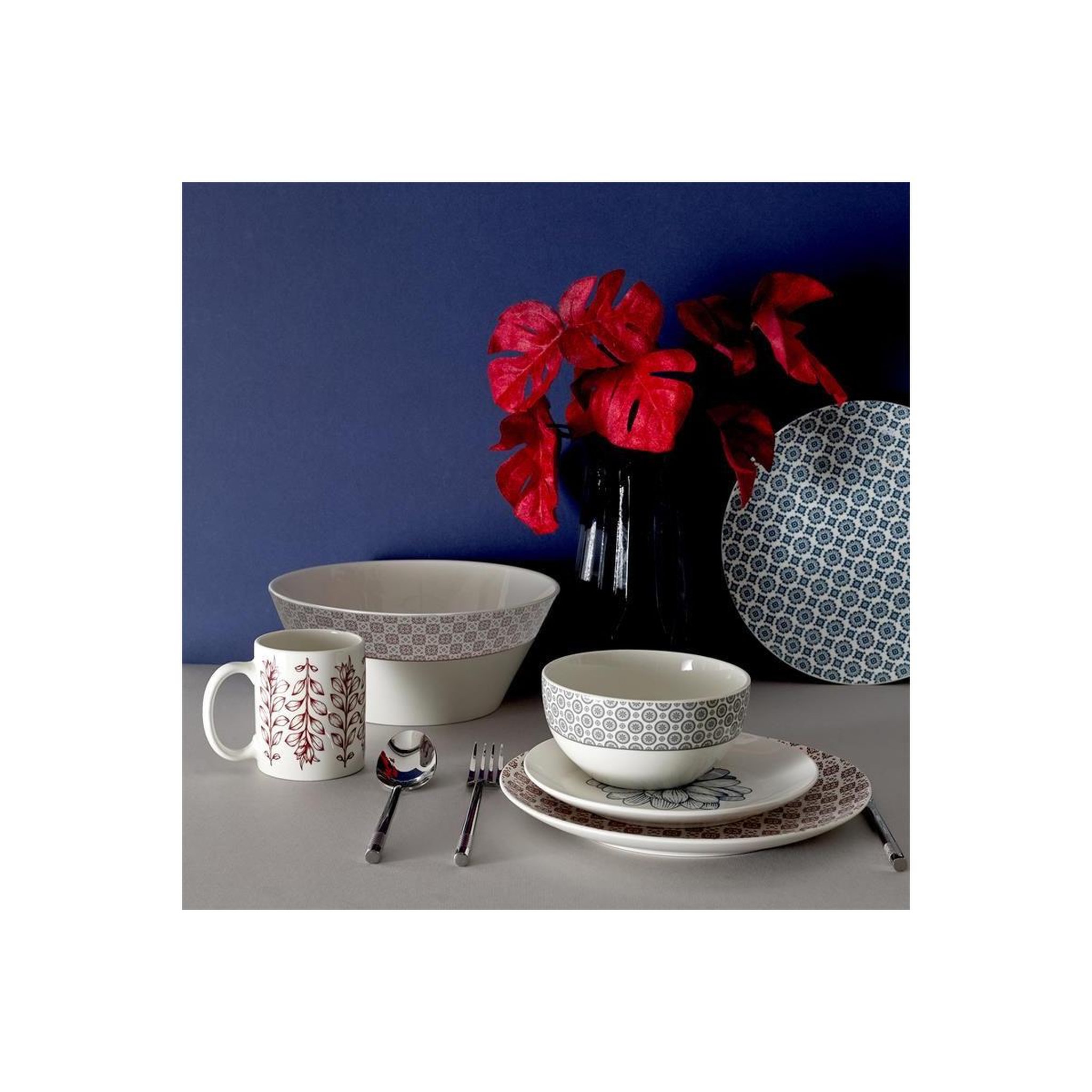 Voir la diapositive 3 : The Home Deco Factory Saladier en porcelaine  cottage  24cm rouge