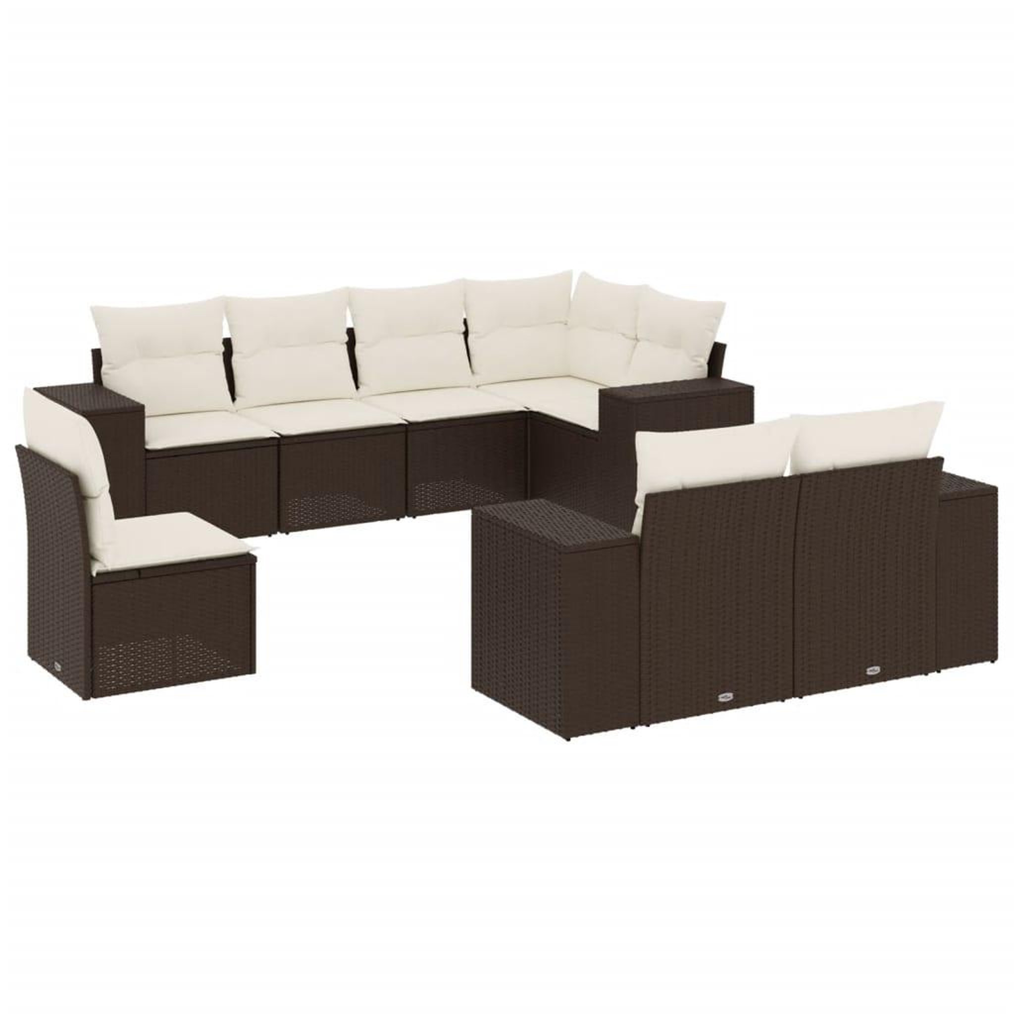 Voir la diapositive 2 : VIDAXL Salon de jardin 8 pcs avec coussins marron resine tressee