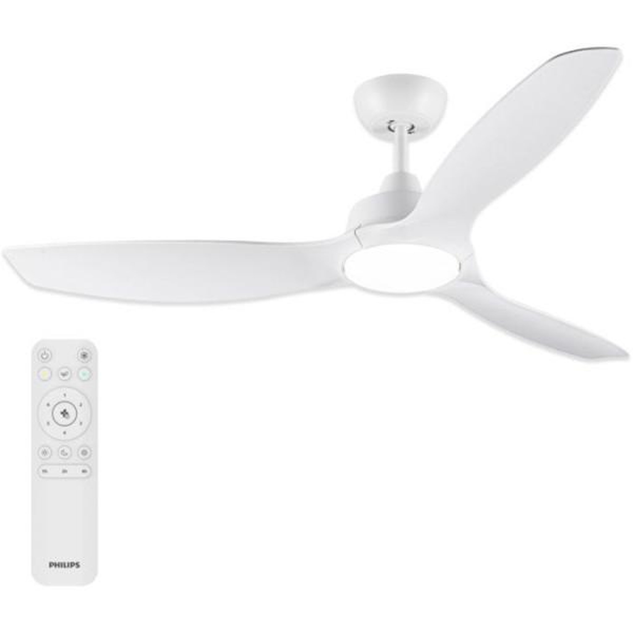 Philips Ventilateur de plafond - plafonnier  - philips - pales fixes - lumiere blanche réglable -blanc/blanc - télécommande incluse