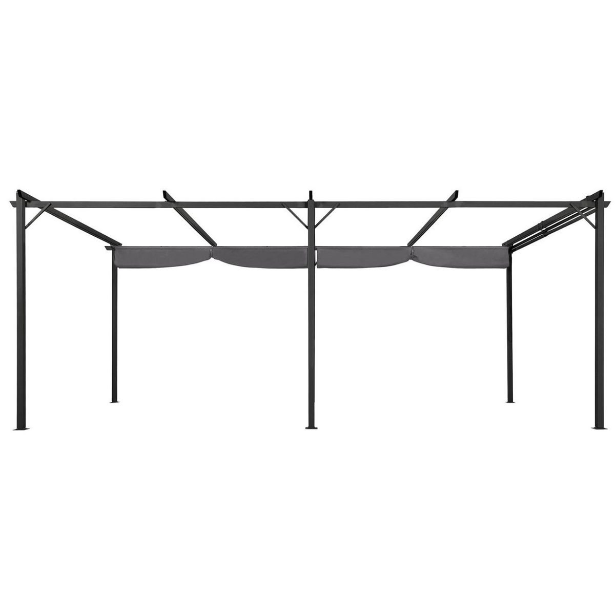 ID MARKET Pergola toit rétractable 6 pieds 3x6 M tonnelle gris anthracite