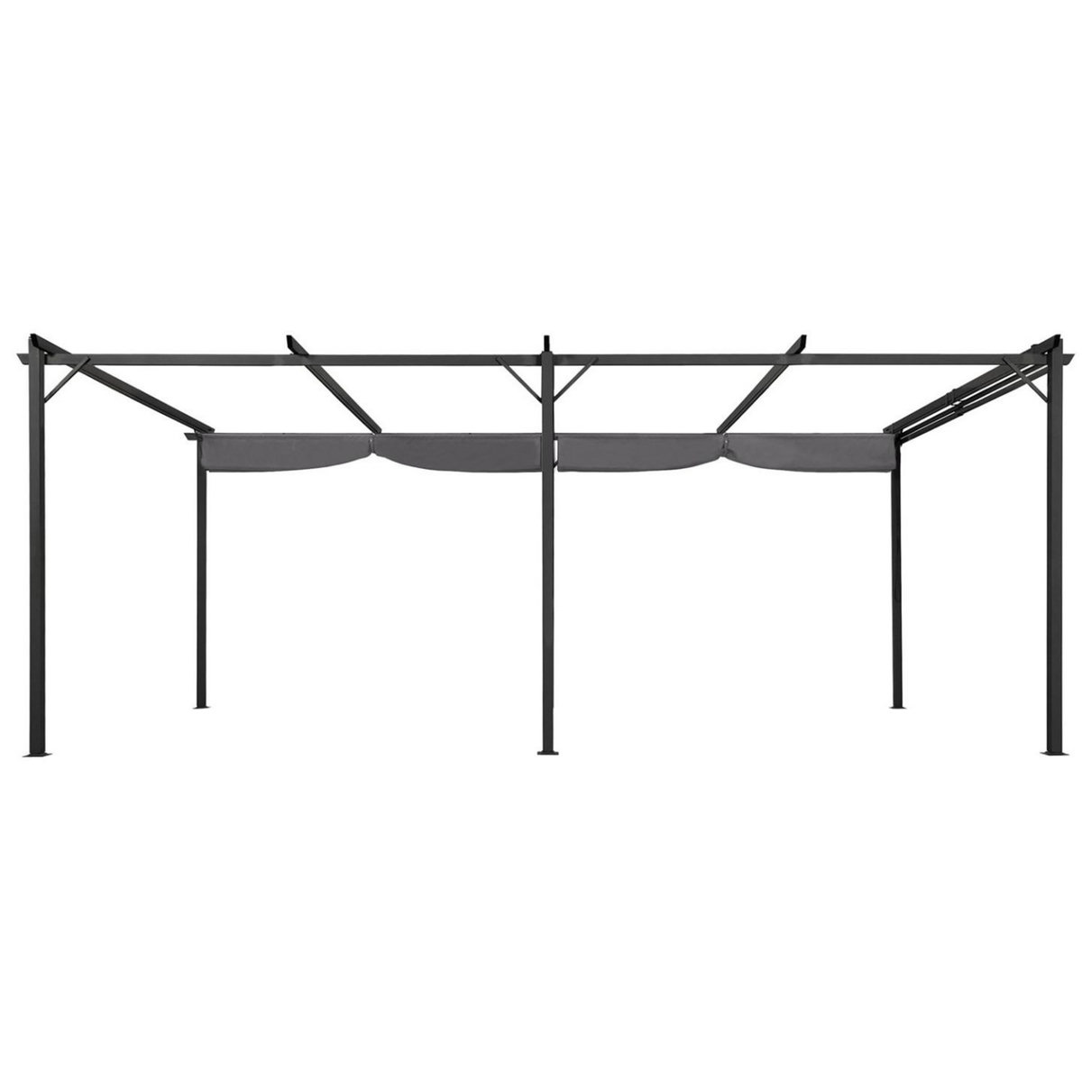 ID MARKET Pergola toit rétractable 6 pieds 3x6 M tonnelle gris anthracite