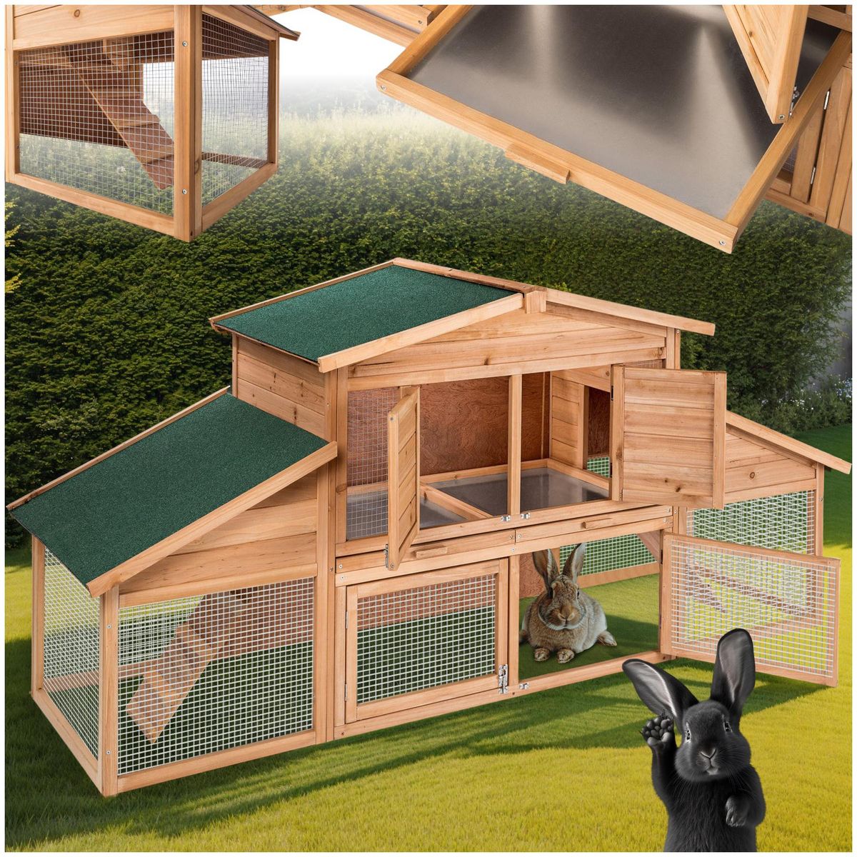 tectake Clapier pour petits rongeurs en bois marron