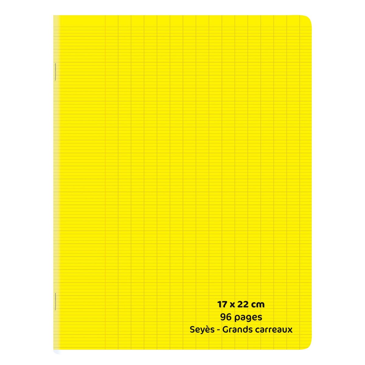POUCE Cahier piqué polypro 17x22cm 96 pages grands carreaux Seyes jaune
