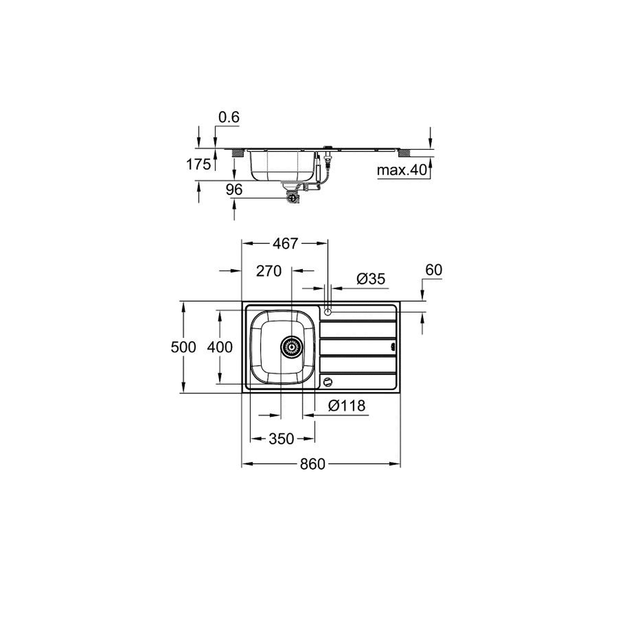 Voir la diapositive 2 : Grohe Pack évier inox + mitigeur chromé - 31562sd1