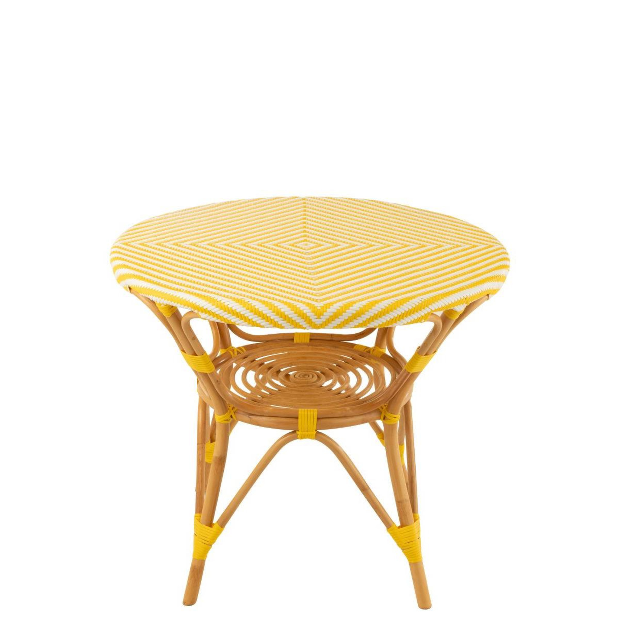 Voir la diapositive 2 : J-LINE Table à manger en rotin  danial  90cm jaune