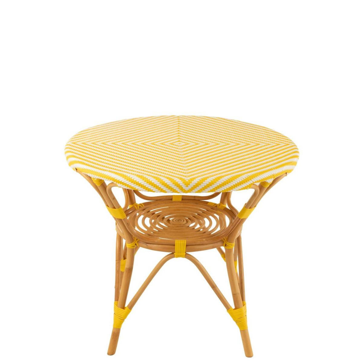 Paris Prix Table à Manger en Rotin  Danial  90cm Jaune