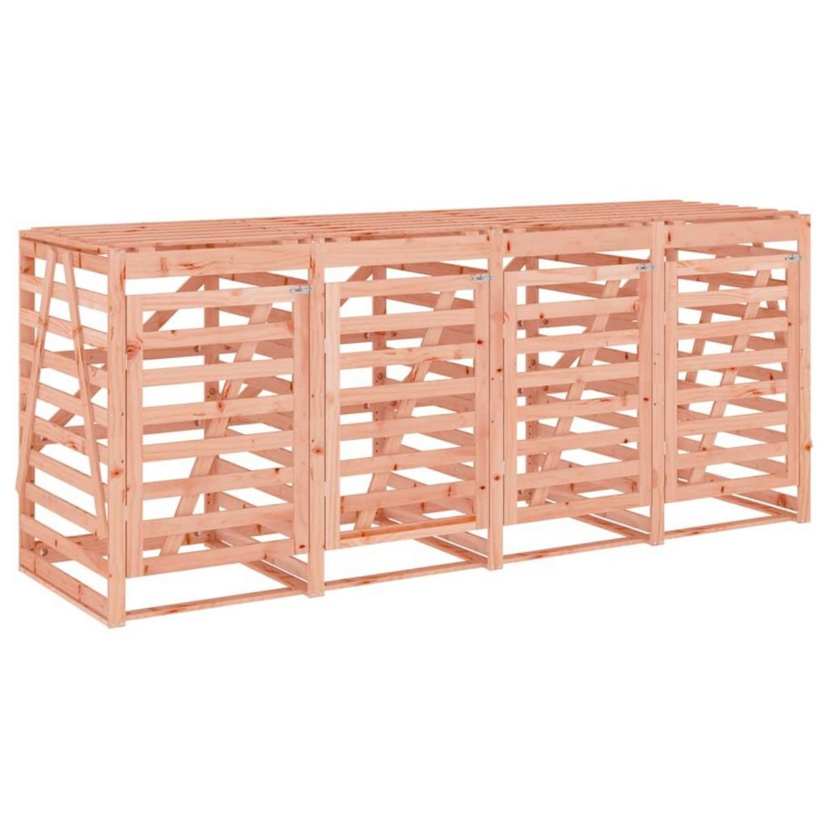 VIDAXL Abri pour poubelle quadruple sur roulettes bois massif douglas