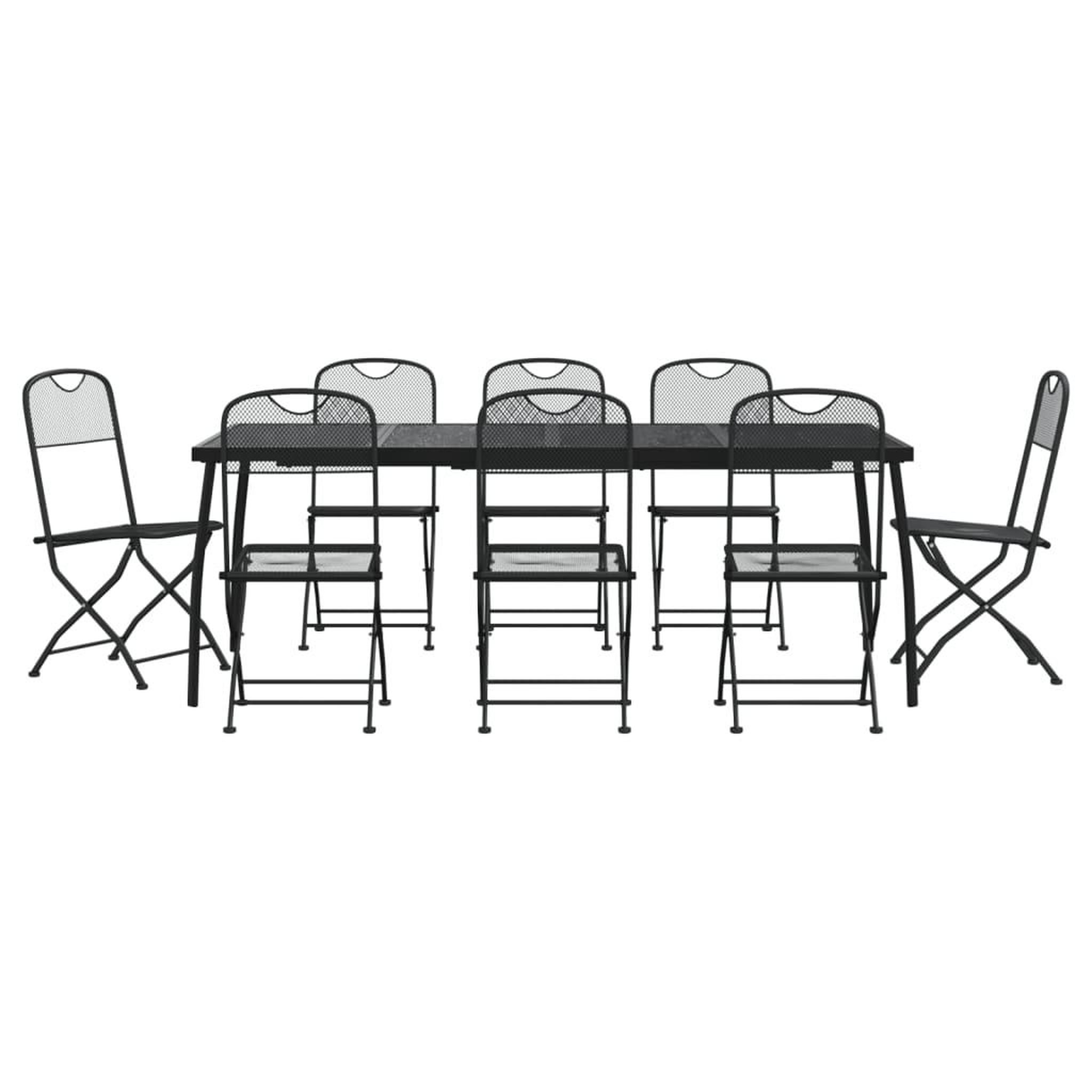 Voir la diapositive 2 : VIDAXL Ensemble a manger de jardin 9 pcs anthracite metal maille