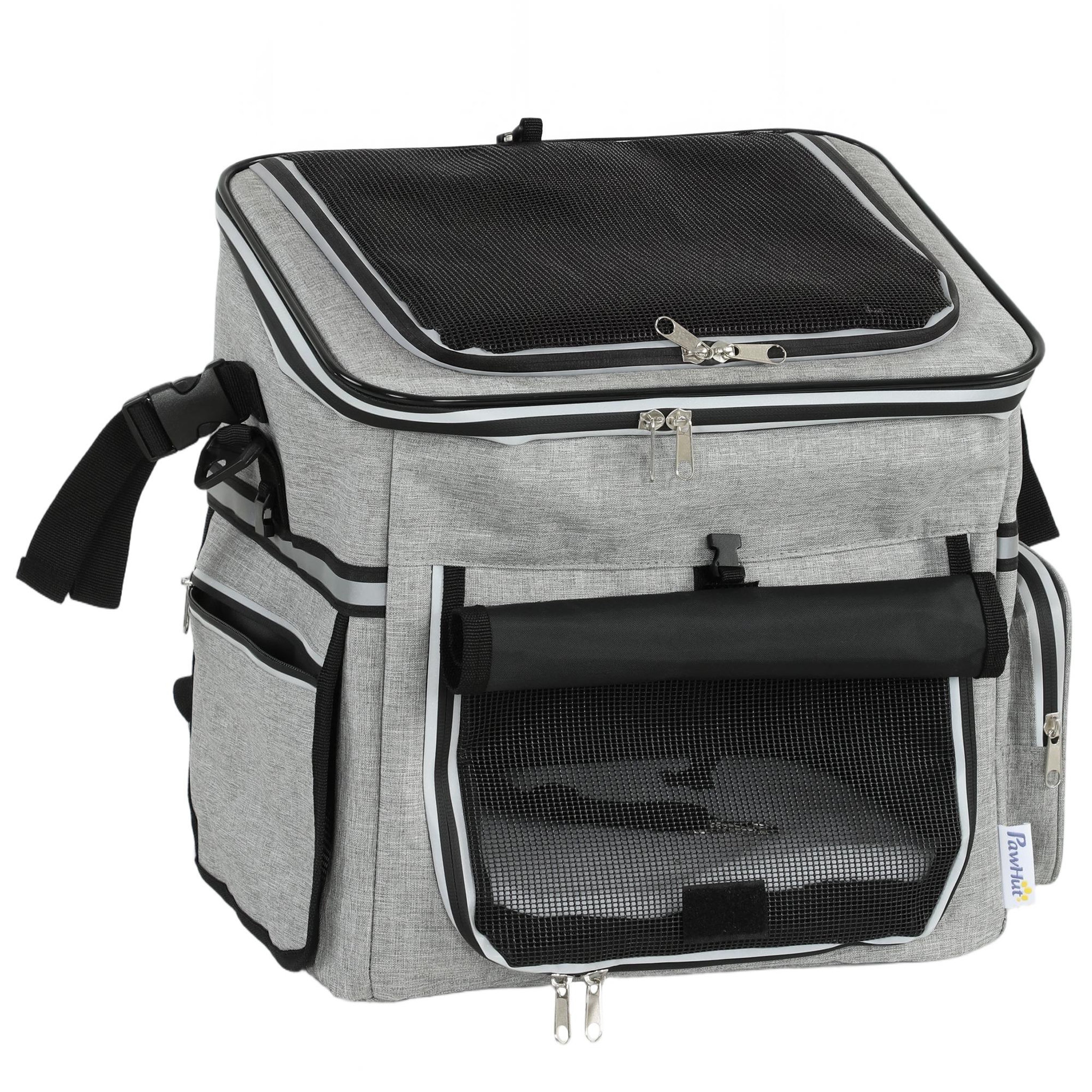 PAWHUT Panier de vélo avant pour chiens sac à dos sac bandoulière siège auto 4 en 1