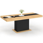 ID MARKET Table à manger extensible rectangle EDEN 6-10 personnes bois et noir bande centrale noire 160-200 cm