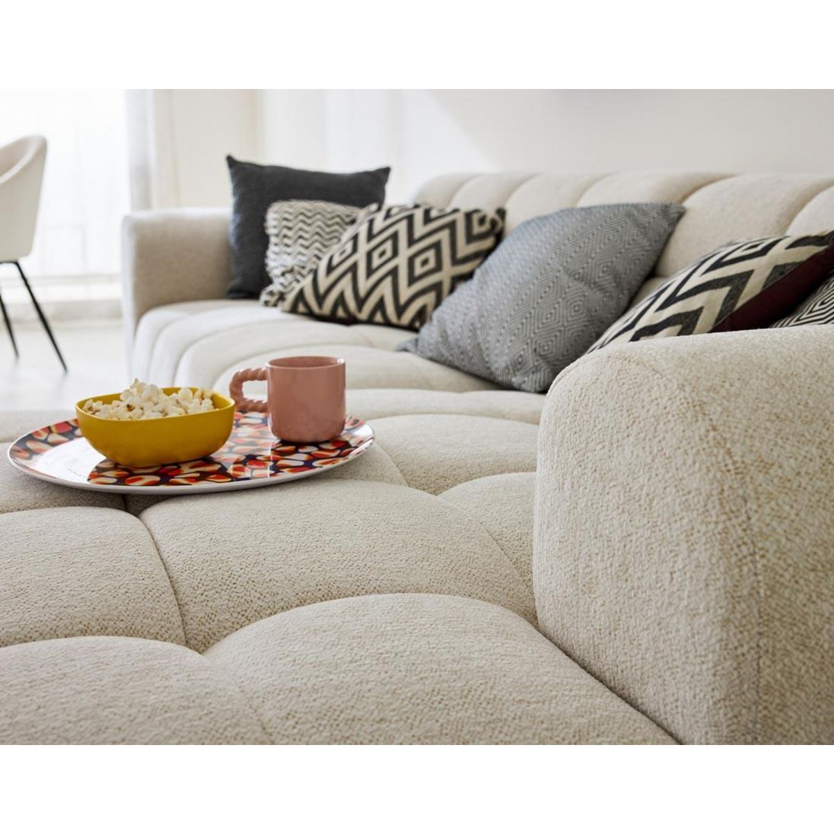 LISA DESIGN Ray - canapé d'angle droit - 4 places - en tissu texturé