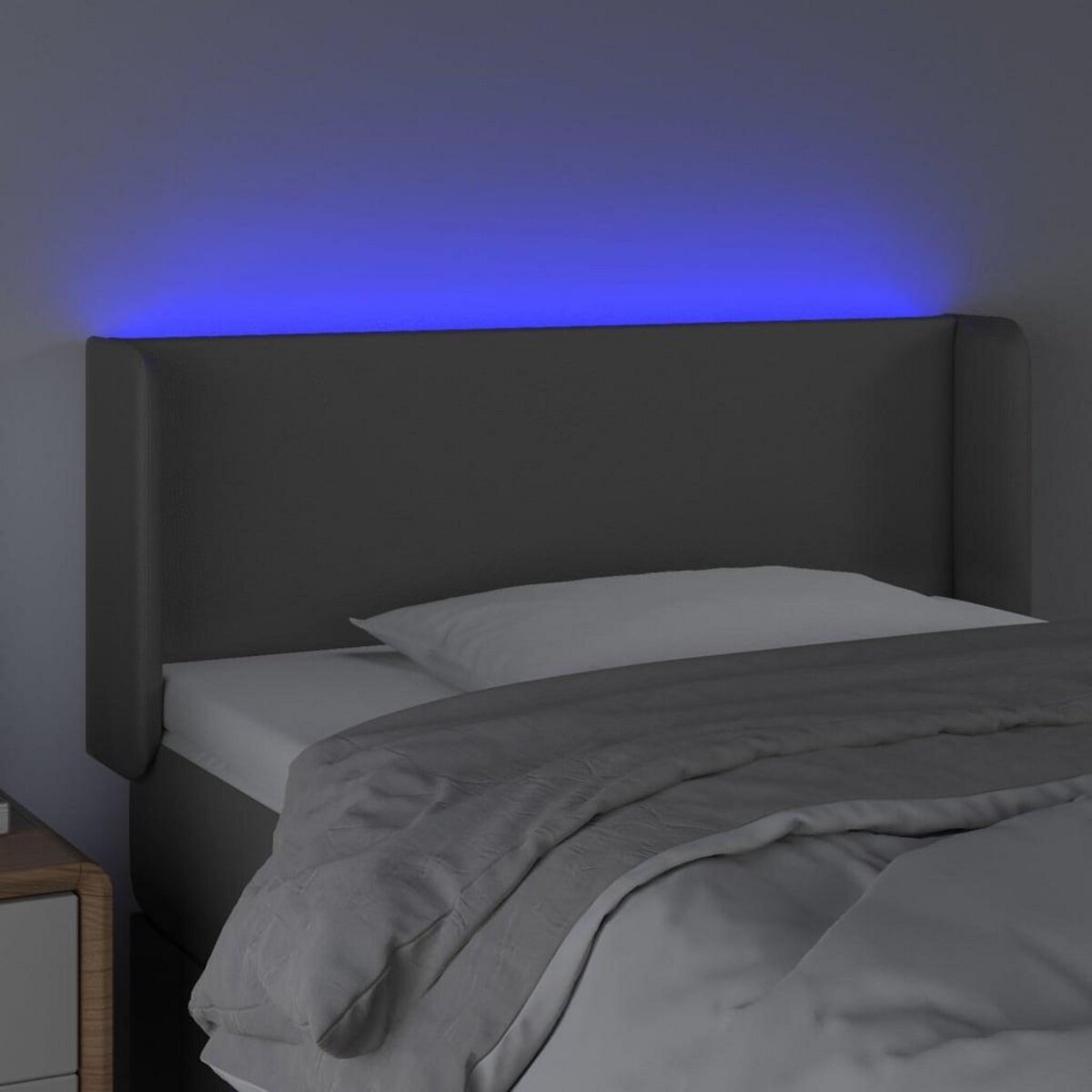 VIDAXL Tete de lit a LED Gris 83x16x78/88 cm Similicuir
