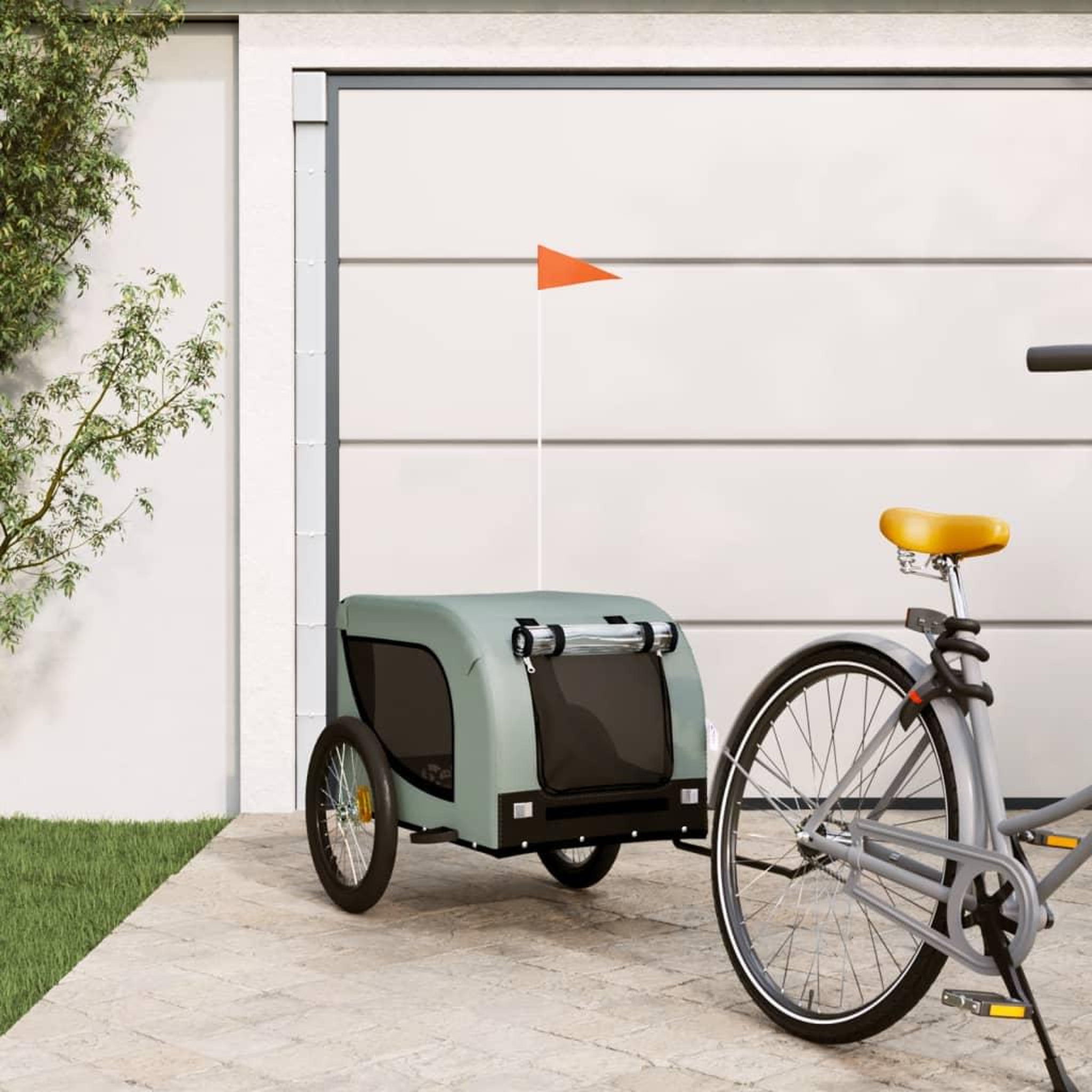 VIDAXL Remorque de velo pour animaux de compagnie gris et noir