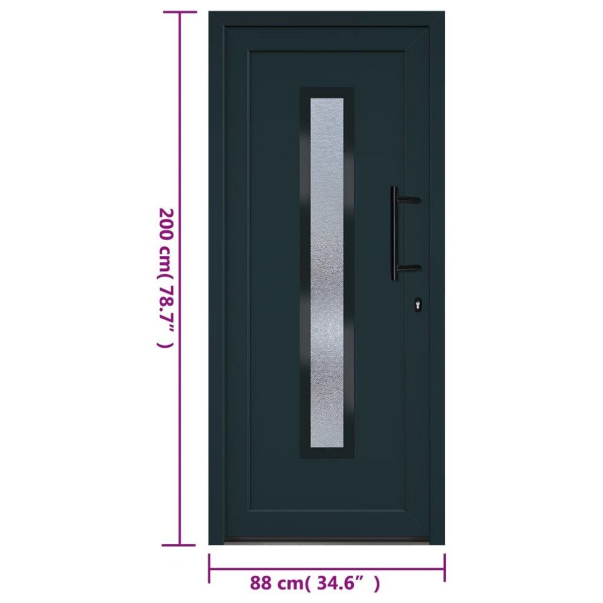 VIDAXL Porte d'entree anthracite 88x200 cm PVC