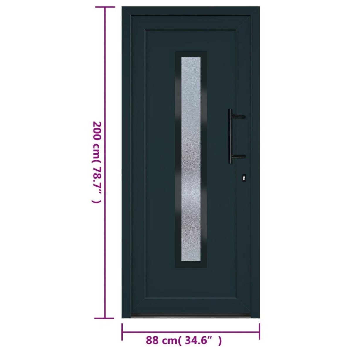 VIDAXL Porte d'entree anthracite 88x200 cm PVC