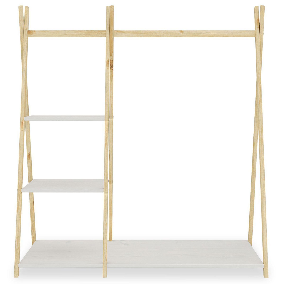 IDIMEX Penderie pour enfants LOTTE avec 3 étagères, en bois massif