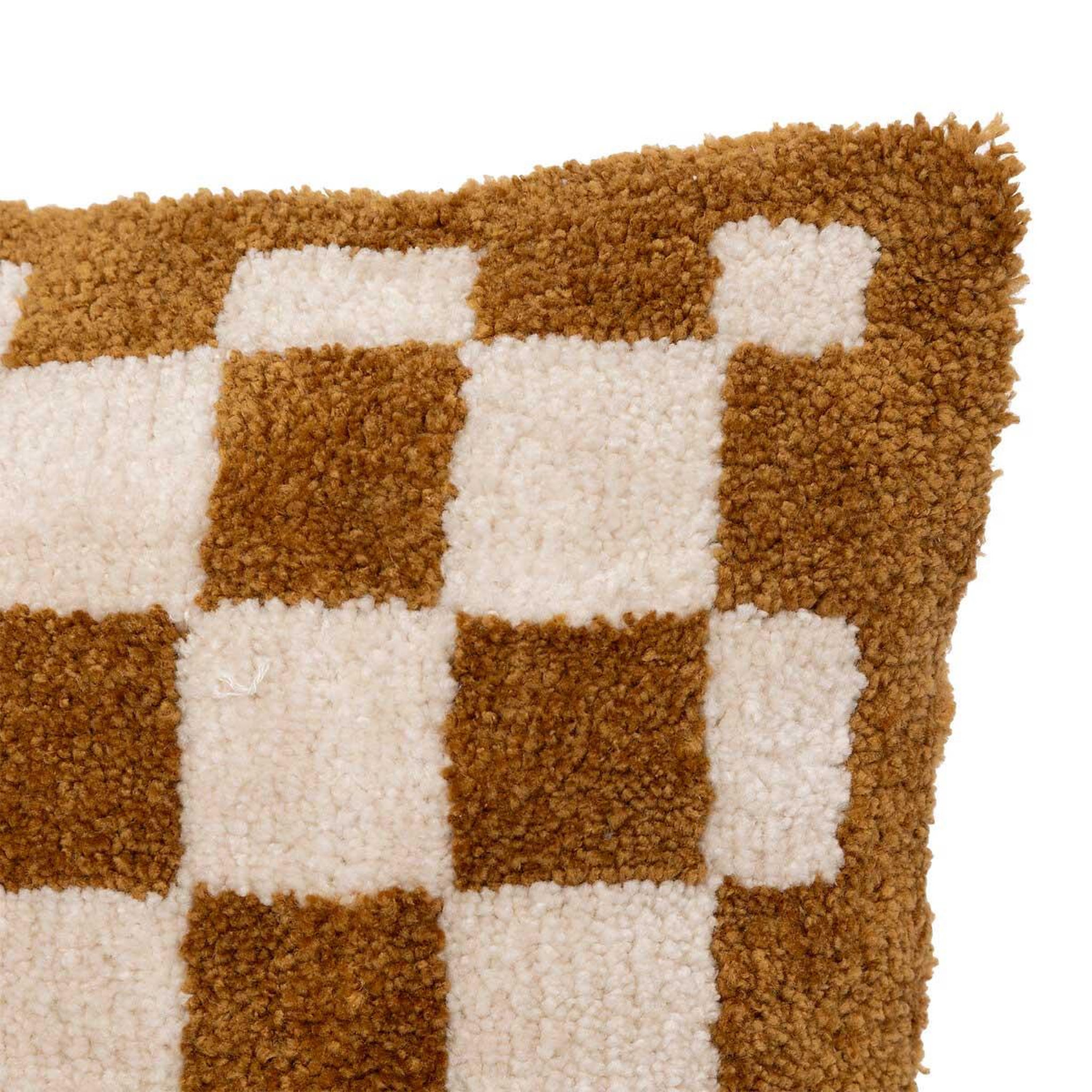 Voir la diapositive 2 : ATMOSPHERA Coussin tufté damier  itha  38x58cm ocre