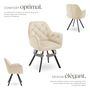 Voir la diapositive 3 : tectake Fauteuil pivotant en velours avec accoudoirs rembourré avec motif matelassé crème Lot de 6