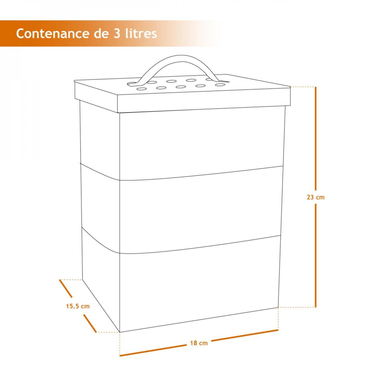 LINXOR Composteur, bac, poubelle à compost de cuisine - 3 L - Noir
