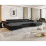 Voir la diapositive 2 : BEST MOBILIER Ayden - canapé panoramique en u 7 places convertible avec coffre et têtières réglables en tissu