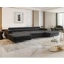 Voir la diapositive 2 : BEST MOBILIER Ayden - canapé panoramique en u 7 places convertible avec coffre et têtières réglables en tissu