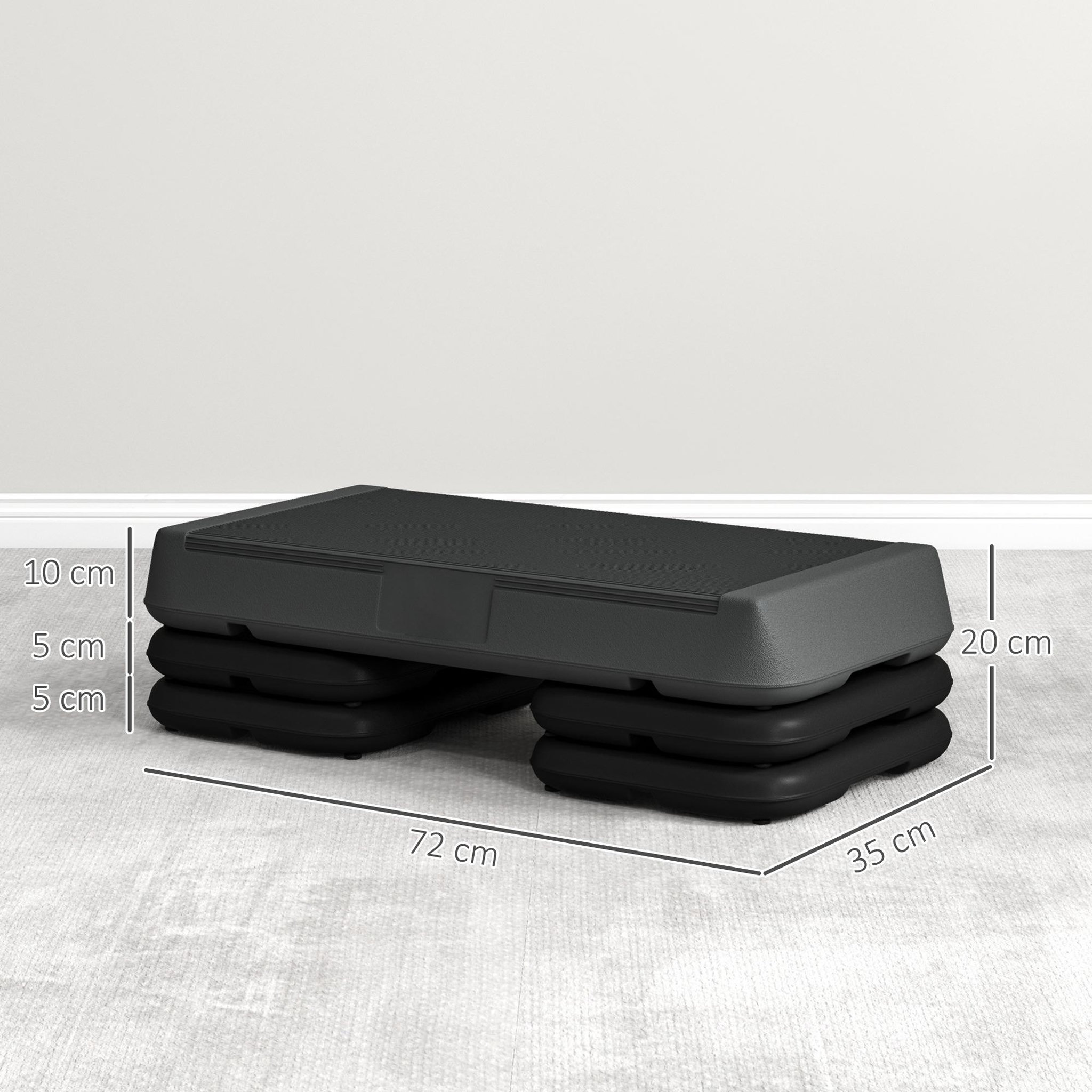 Voir la diapositive 3 : HOMCOM Stepper aérobic fitness hauteur réglable 3 niv. 10/15/20 cm surface antidérapante pe gris