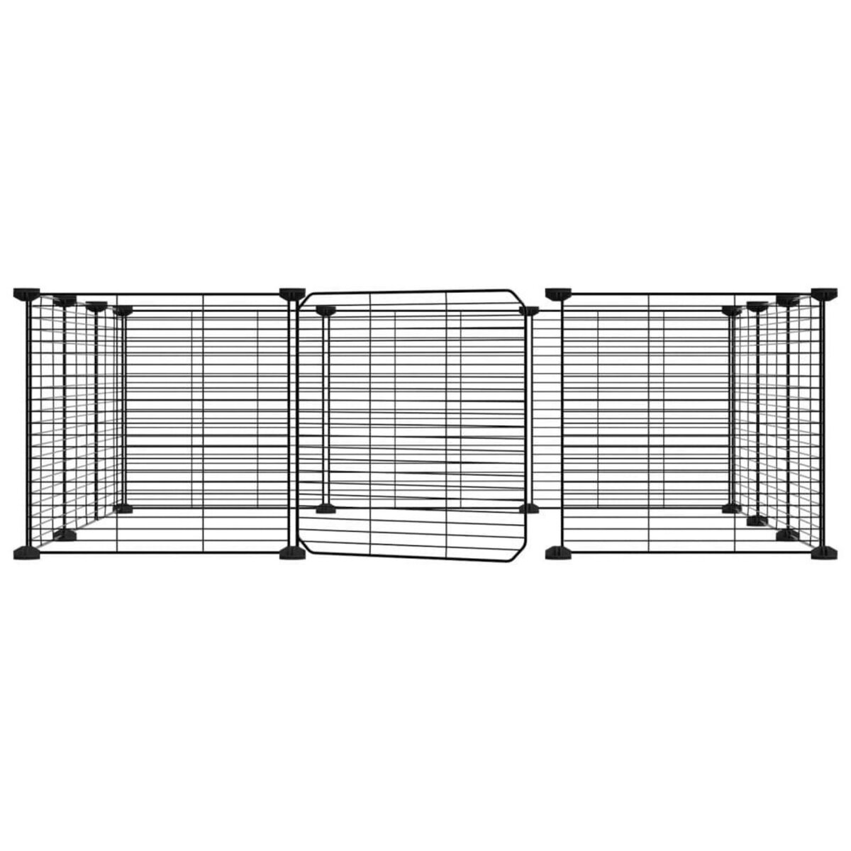 VIDAXL Cage animaux de compagnie a 12 panneaux et porte Noir 35x35 cm