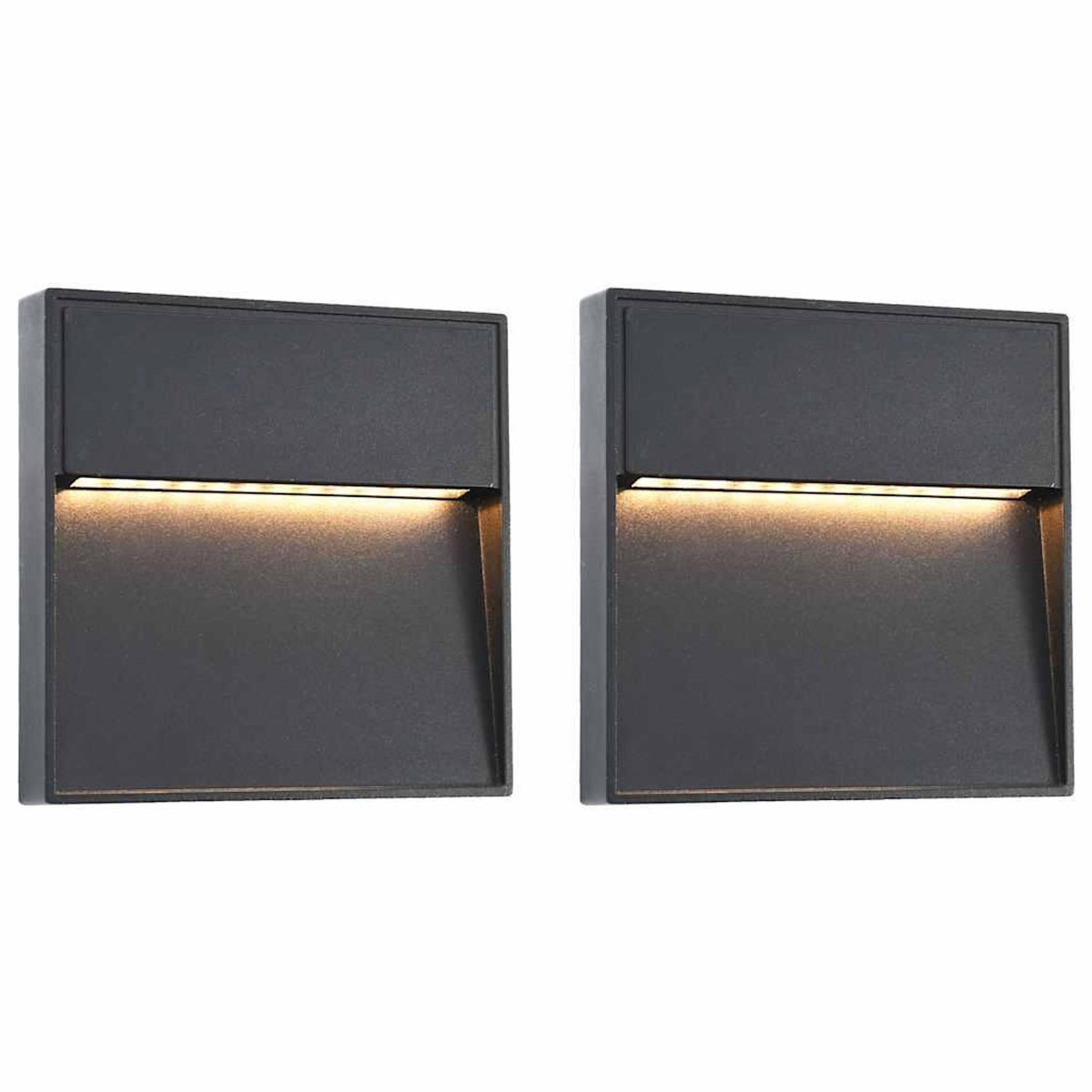 VIDAXL 2 pcs Appliques murales LED d'exterieur 3 W Noir Carre