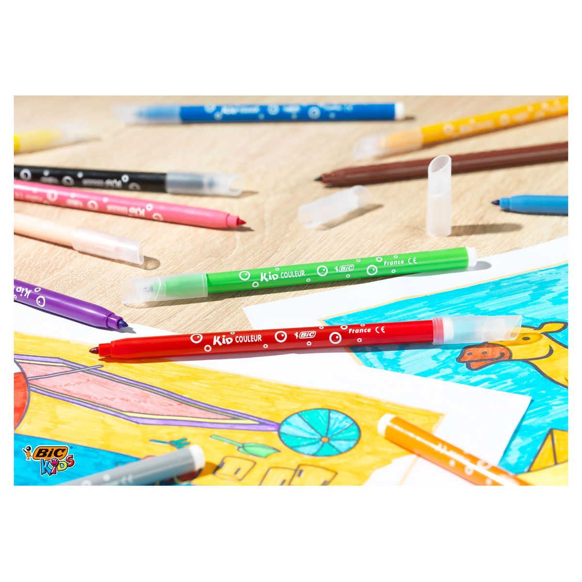 BIC Boîte de 36 feutres de coloriage lavables pointe moyenne KID COULEUR