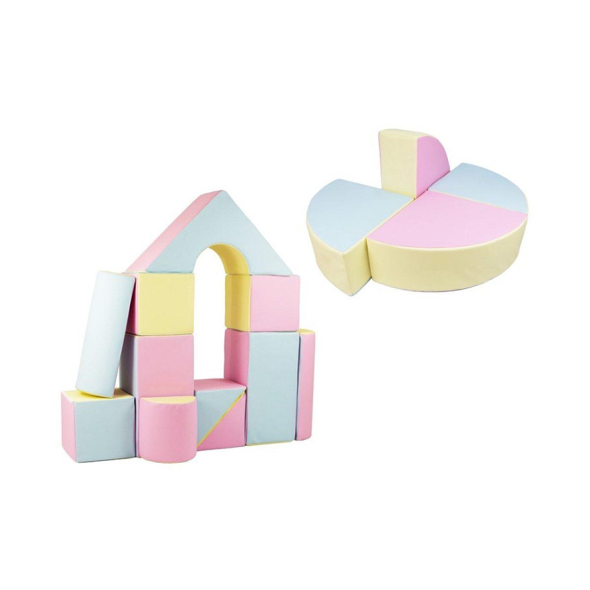 VELINDA Set de 15 blocs en mousse le jeu rose bleu jaune pastel