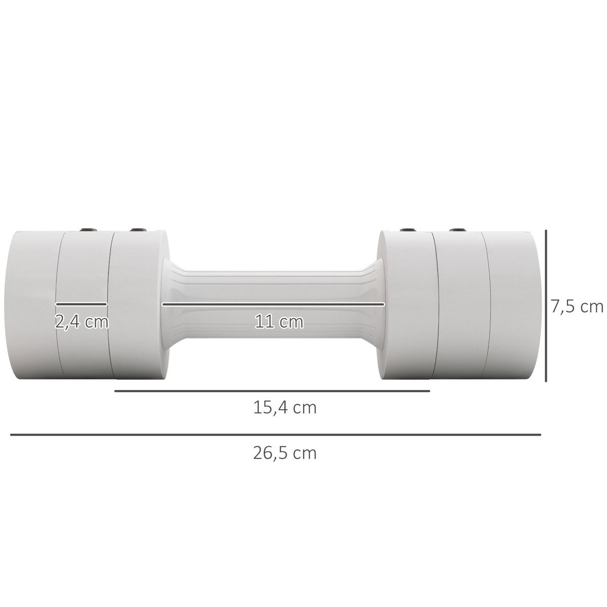 HOMCOM Set de 2 haltères ensemble d'haltères réglables poids total 5 Kg coffre rangement inclus blanc