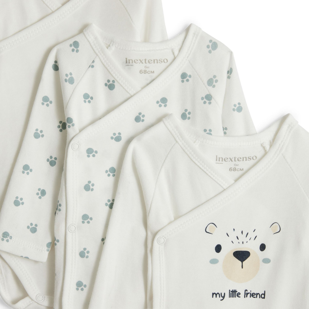 IN EXTENSO Lot de 3 bodies manches longues de naissance bébé