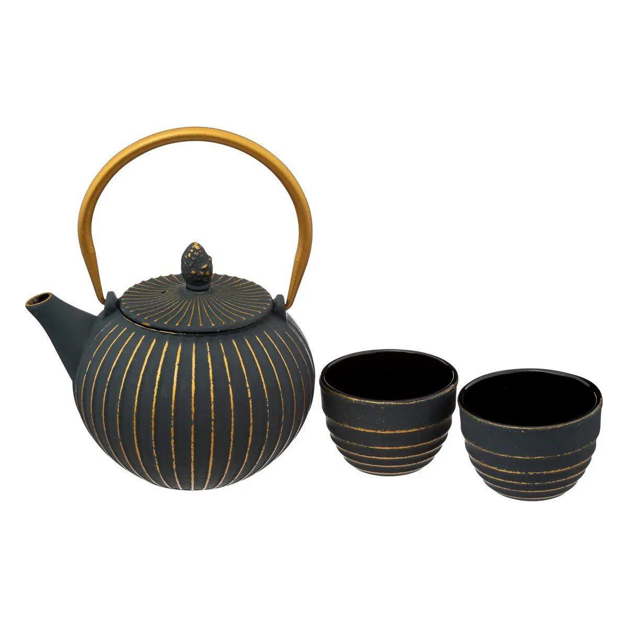 SECRET DE GOURMET Théière & 2 tasses  jiling  85cl bleu emeraude