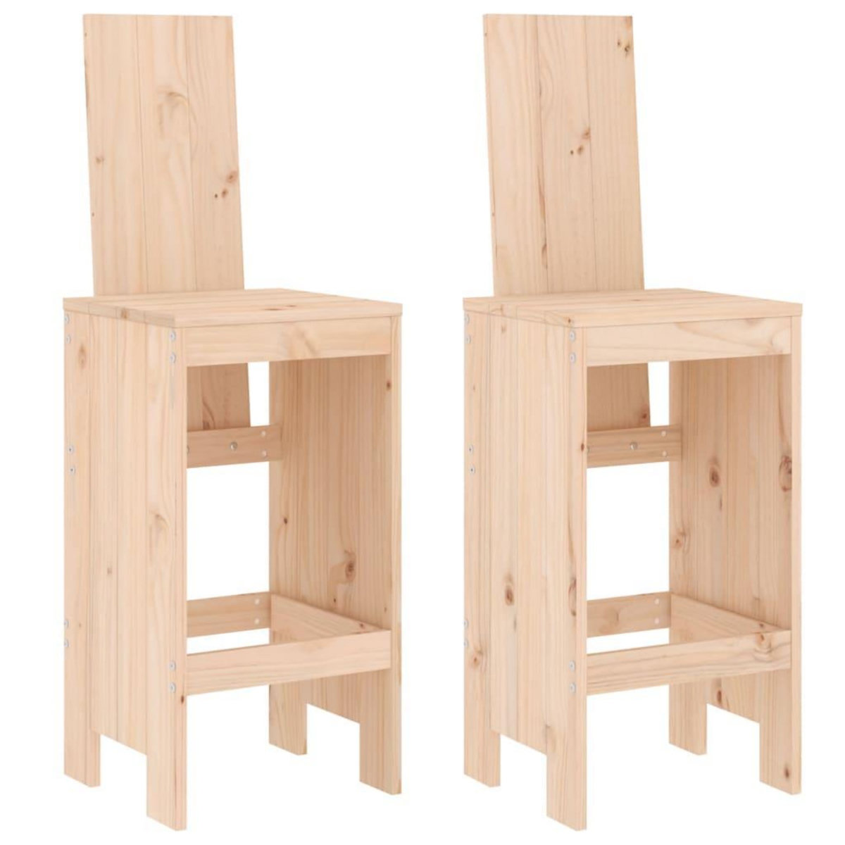 VIDAXL Tabourets de bar lot de 2 40x42x120 cm bois massif de pin
