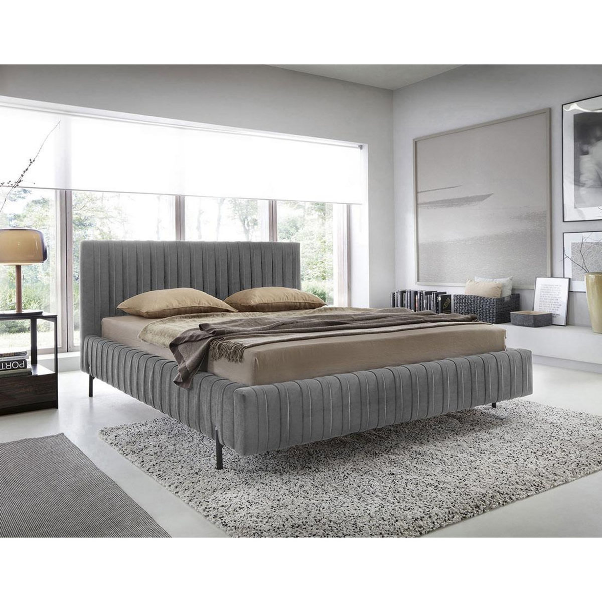 LISA DESIGN Flavio - lit coffre - 160x200 cm - sommier inclus - en velours