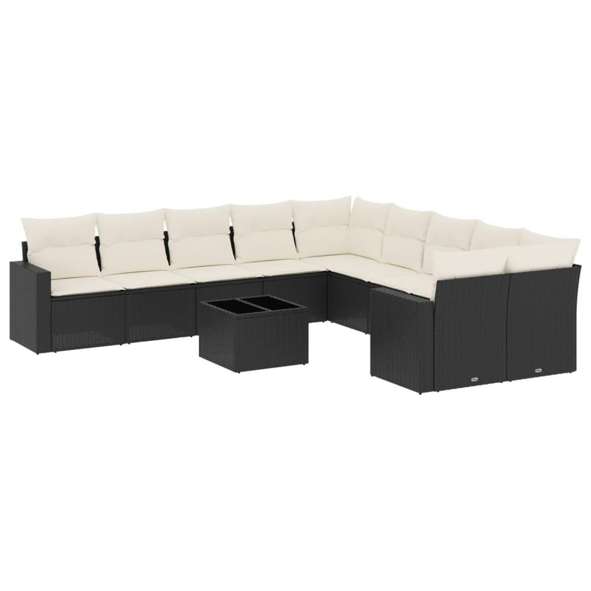 Voir la diapositive 2 : VIDAXL Salon de jardin 11 pcs avec coussins noir resine tressee