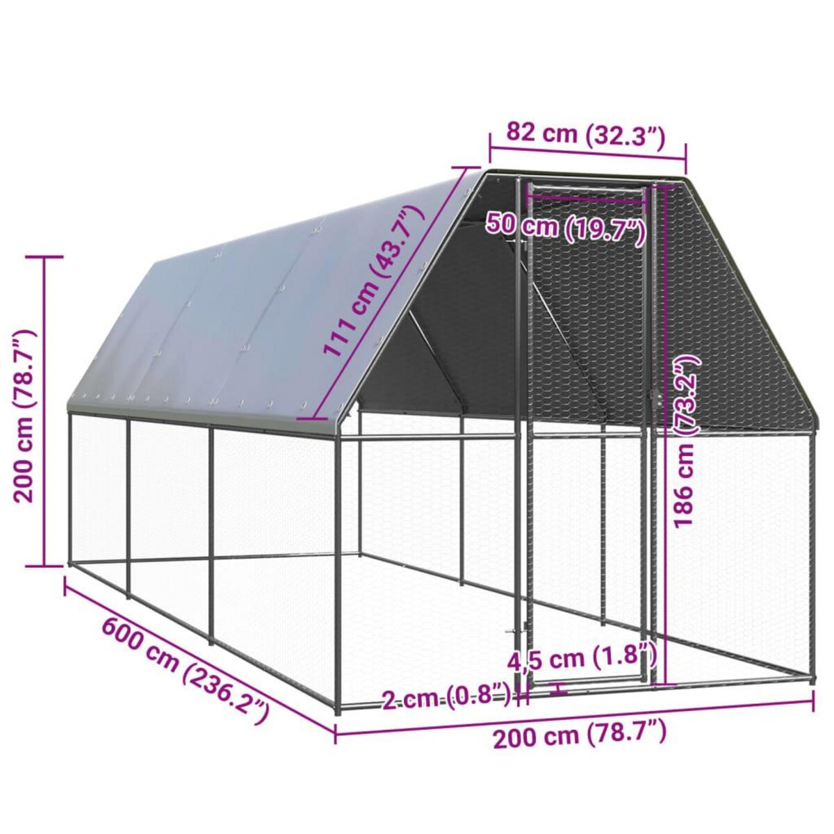 VIDAXL Poulailler d'exterieur 2x6x2 m Acier galvanise