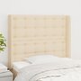 Voir la diapositive 1 : VIDAXL Tete de lit avec oreilles Creme 103x16x118/128 cm Tissu