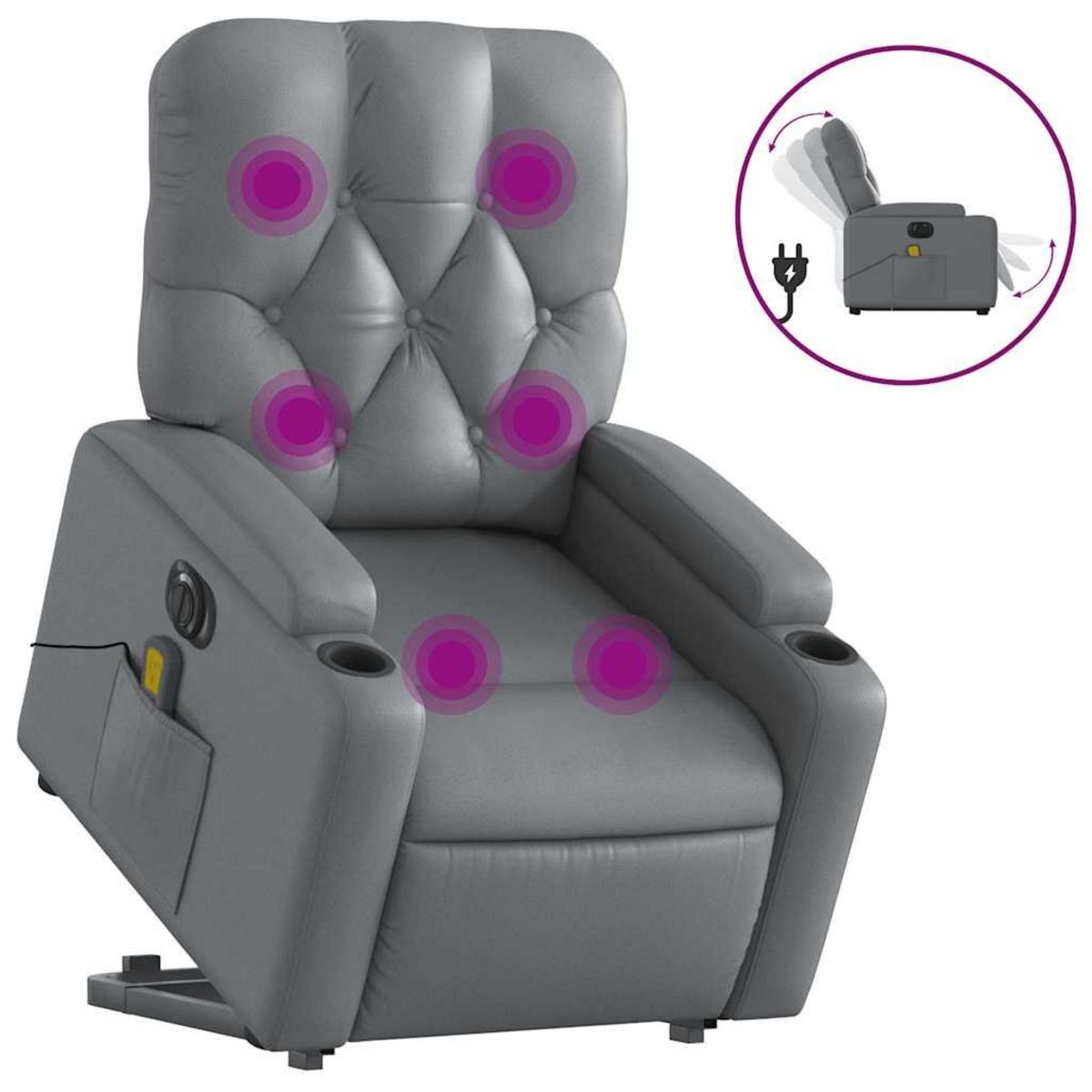 VIDAXL Fauteuil inclinable de massage electrique gris similicuir