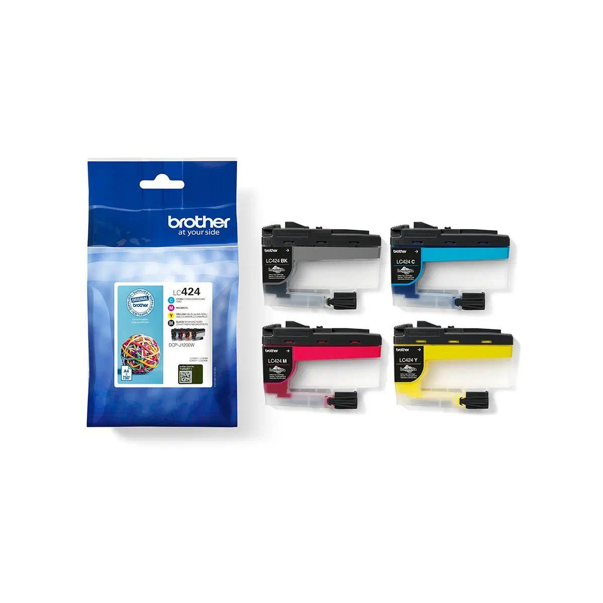 Voir la diapositive 2 : Brother Cartouche d'encre Pack Multipack 4 Originales LC424 (Noir + 3 Couleurs) - LC424VAL