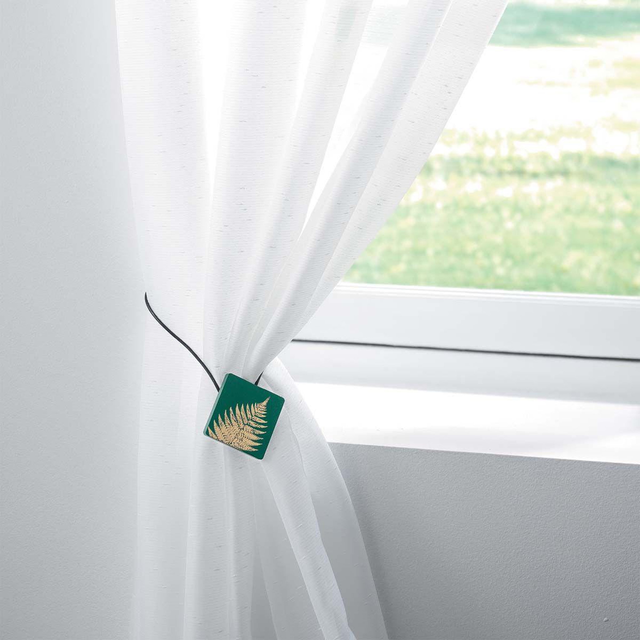 Voir la diapositive 2 : Douceur d'Intérieur Embrasse de rideau aimantée  lisette  43cm vert
