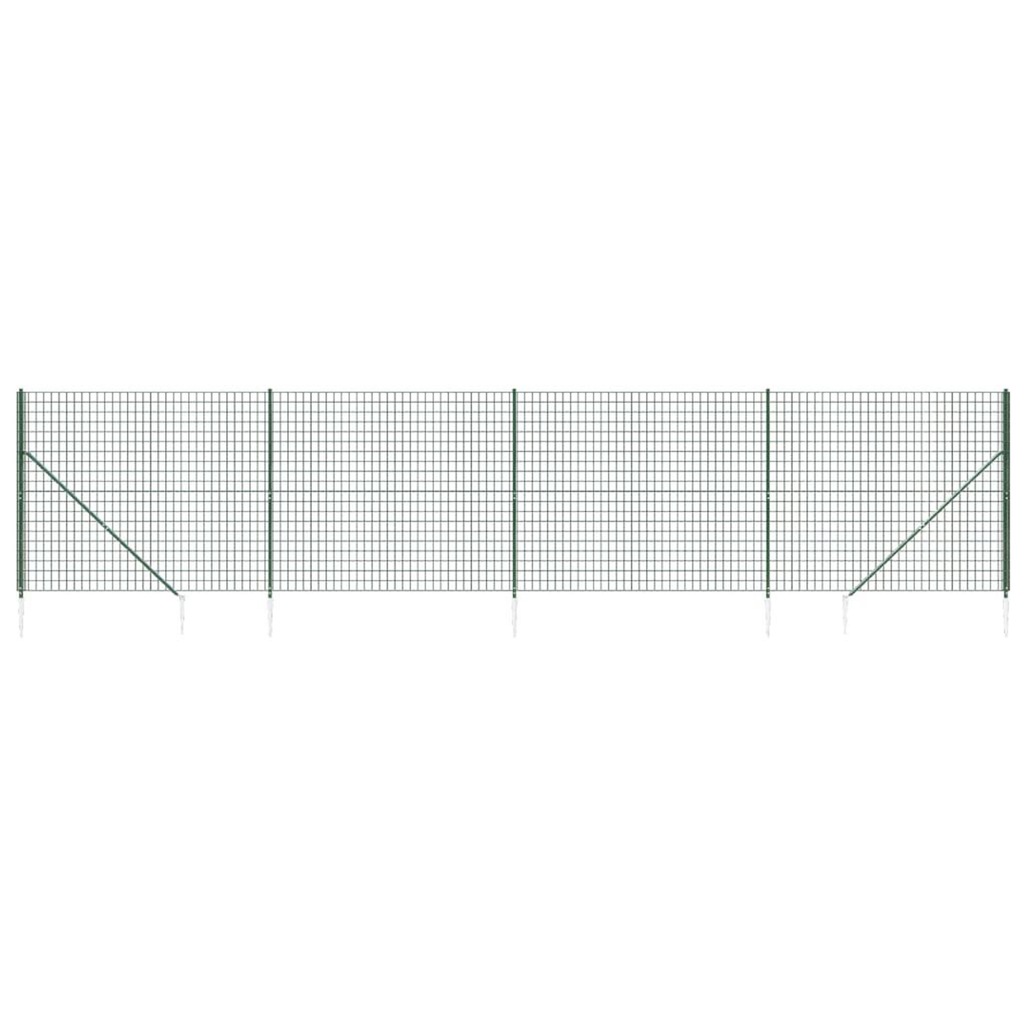 Voir la diapositive 2 : VIDAXL Cloture en treillis metallique et piquet d'ancrage vert 2,2x10m